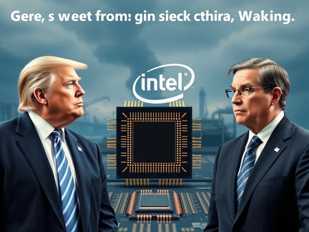 A visual metaphor of the strategic tension between political leadership and the semiconductor industry, highlighting the future of U.S. chip making.