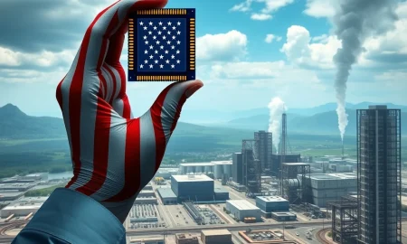 Visualizing the **U.S. government chip stake** in Intel, highlighting strategic national investment in semiconductor manufacturing.