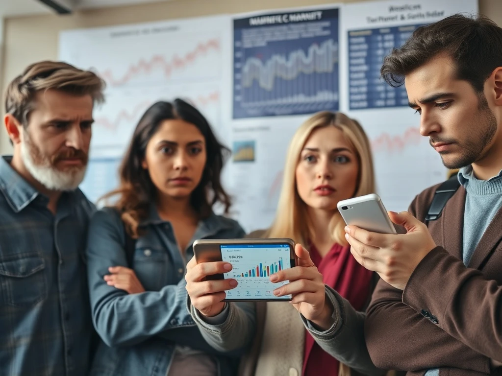 Concerned consumers analyzing declining U.S. job market trends and economic data