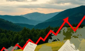 Stock market chart showing fluctuating trends, representing US market volatility and the impact of policy shifts on economic resilience.