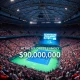 A vibrant image of Arthur Ashe Stadium, highlighting the record-breaking U.S. Open prize money displayed on a large screen, symbolizing the significant financial scale of the tournament.