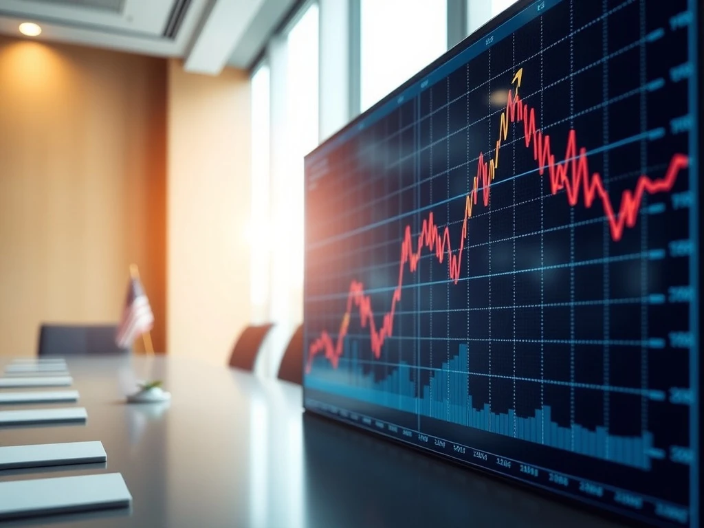 Charts and graphs depict rising US stock futures as investors anticipate the Federal Reserve's crucial Jackson Hole meeting.