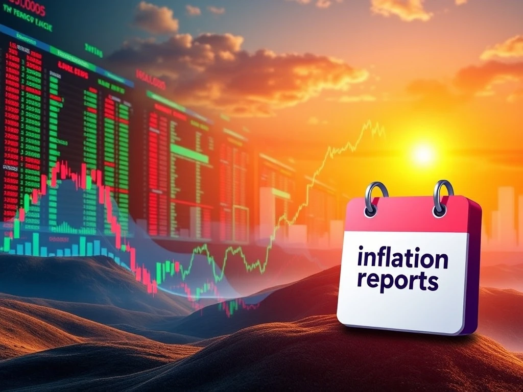 Chart illustrating U.S. stock futures rising, symbolizing market anticipation for upcoming inflation data and economic trends.
