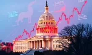 Chart showing the surprising resilience of U.S. stocks despite economic headwinds, illustrating their upward trend.