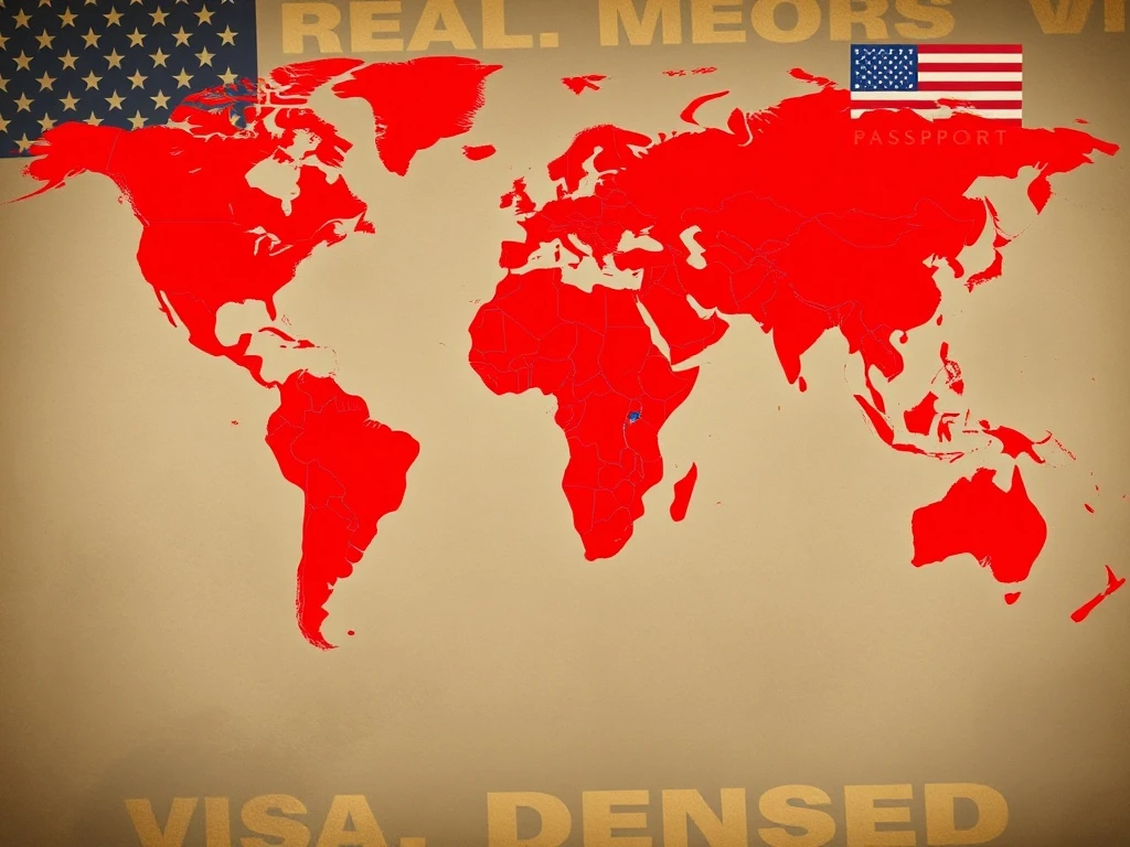 Illustrates the widespread impact of the US travel ban, showing international borders and restricted movement.