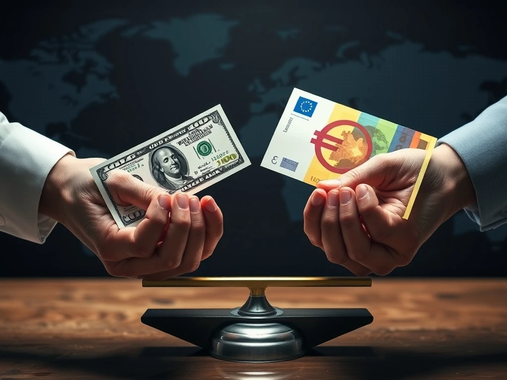 A balanced scale showing the stability of the USD/EUR currency pair, symbolizing its importance in global forex markets for traders.