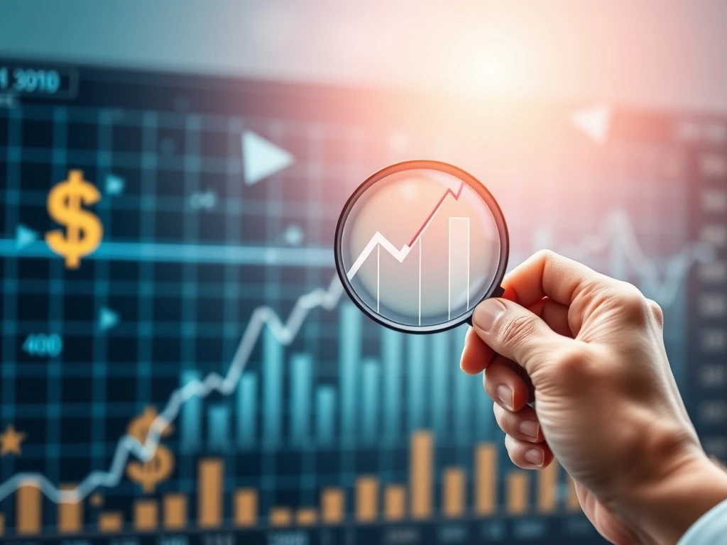 Illustrates the strategic process of **value investing**, showing a keen eye for identifying undervalued stock opportunities for profitable returns.