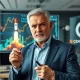 A veteran analyst thoughtfully observes market data, symbolizing strategic financial moves and past successful predictions.