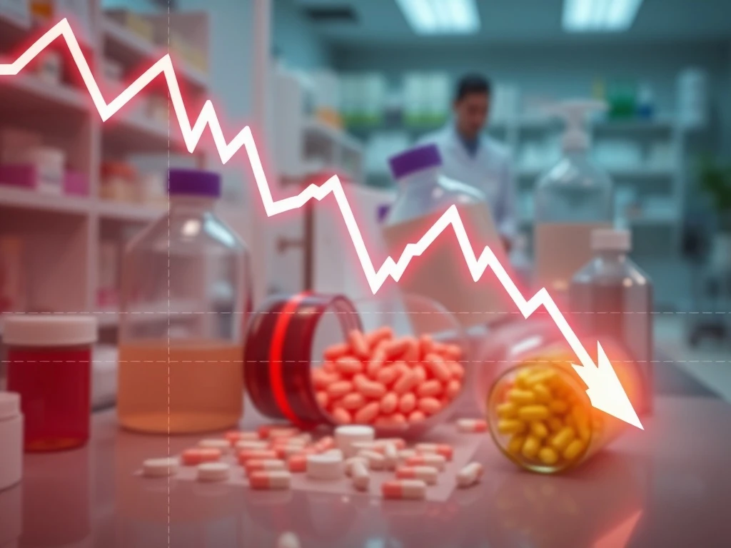 Viking Therapeutics stock crashing after weight-loss drug trial results with downward chart trend