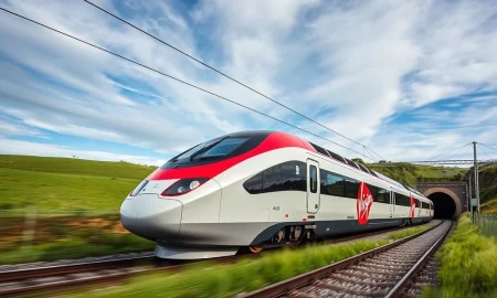 Virgin Trains Avelia Stream high-speed train representing its ambitious challenge to Eurostar on cross-Channel routes.