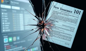 Vouch insurance failure showing digital platform collapse against traditional insurance documents