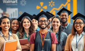 Diverse Walmart employees smiling, representing the positive impact of new Walmart employee benefits like educational opportunities and career advancement.