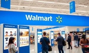 Walmart online marketplace integration in physical store showing digital shopping experience