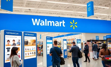 Walmart online marketplace integration in physical store showing digital shopping experience