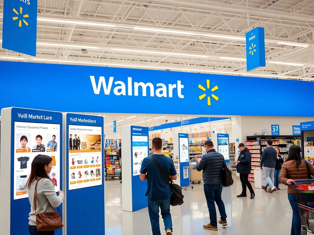 Walmart online marketplace integration in physical store showing digital shopping experience