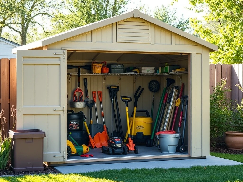 A practical and sturdy Walmart outdoor shed providing essential storage for garden tools and equipment, highlighting its value.