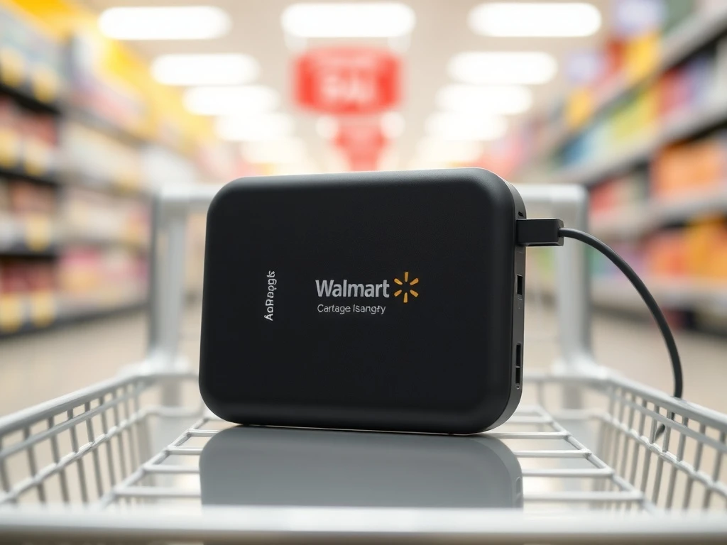 A compact, convenient Walmart portable charger, providing essential power on the go for busy users.