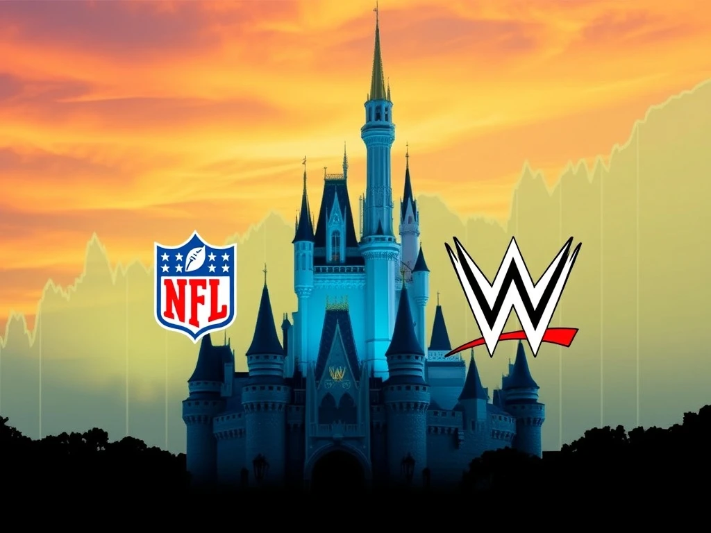 A visual representation of Walt Disney's surging profits, highlighted by its successful NFL and WWE partnerships, showcasing strong financial performance.
