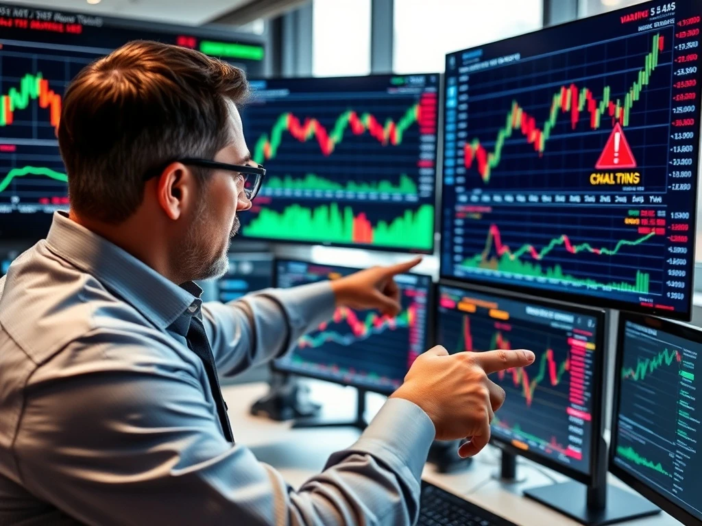 Financial strategist analyzing market pullbacks warning signals on trading charts