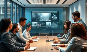 Professionals in a modern Dubai office discussing a high-performance website, symbolizing the strategic shift to a Web Design Dubai Company for digital excellence.