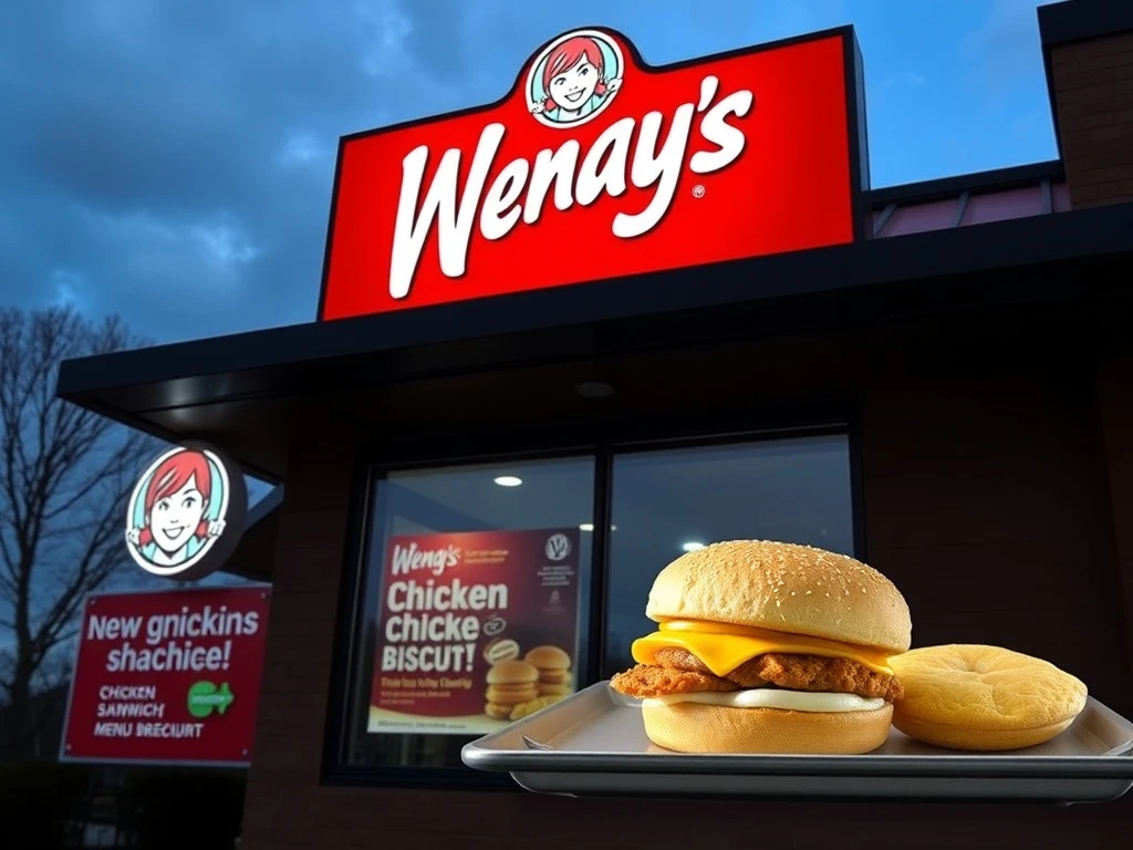 Wendy's menu change: A new chicken sandwich and biscuit on a tray, symbolizing the fast-food giant's significant updates.