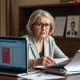 Frustrated widow reviewing brokerage account statements with $200,000 balance