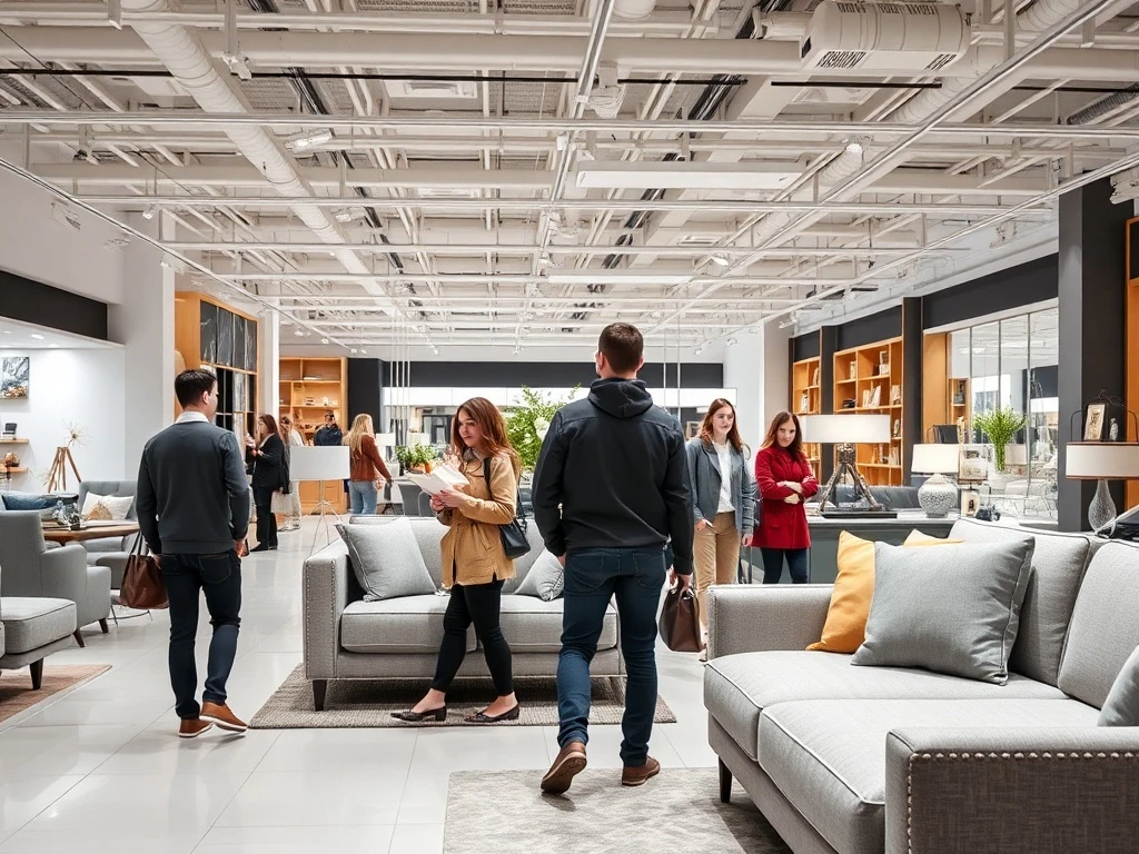 Williams-Sonoma store showing rebounding furniture market with customers shopping for home furnishings