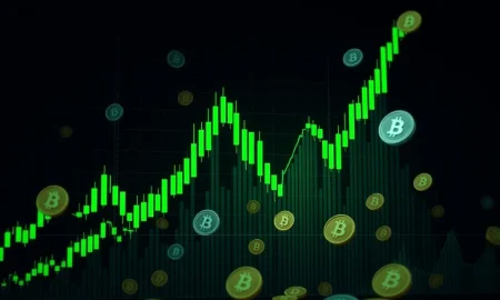 WIN cryptocurrency price chart showing dramatic upward surge with bullish indicators