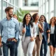 Team participating in workplace walking challenges during office hours