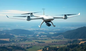 World Mobile's advanced hydrogen-powered drone flying high, illustrating its role in bridging connectivity gaps through decentralized telecom.