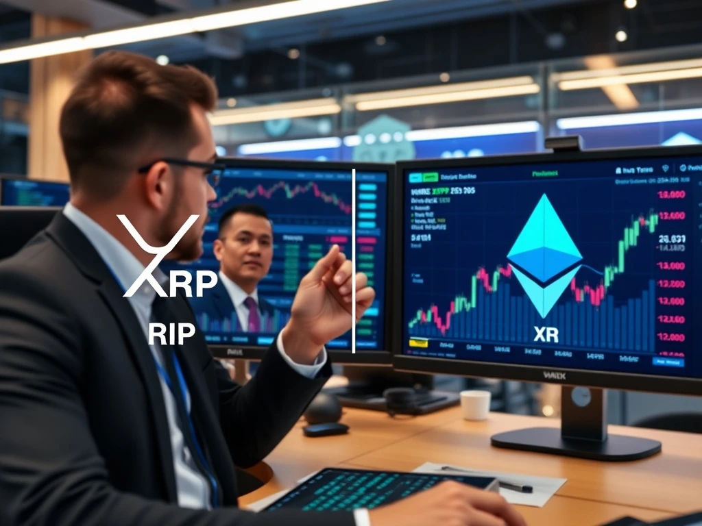 XRP ETF performance comparison chart showing institutional investment growth against Ethereum