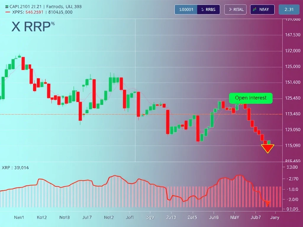 XRP open interest analysis showing price chart with key support levels and trading indicators