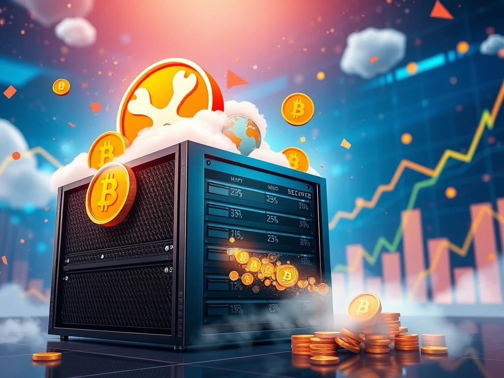 Illustration of XRP breaking through resistance levels on a chart, symbolizing growth and the opportunity for passive income through cloud mining.