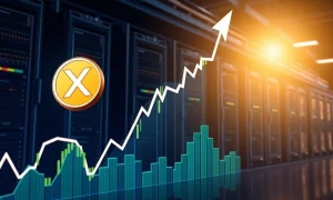 XRP price prediction showing upward trend with cloud mining profitability dashboard