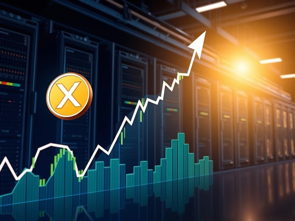 XRP price prediction showing upward trend with cloud mining profitability dashboard