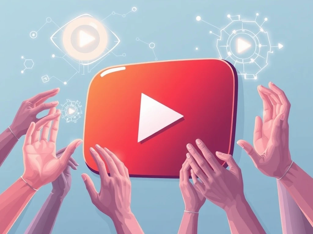 Illustration showing YouTube's AI content policy safeguarding human creativity and authentic storytelling on the platform.
