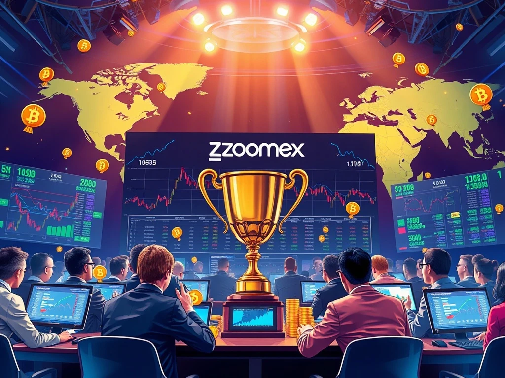 Participants celebrating the successful conclusion of the Zoomex World Trading Championship, highlighting global competition and platform reliability.