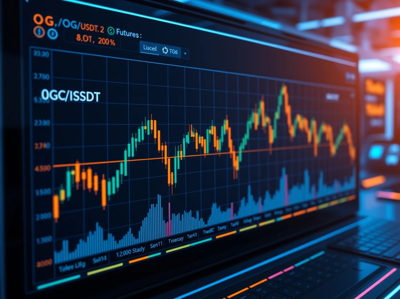 Binance 0G perpetual futures trading interface showing real-time market data and charts