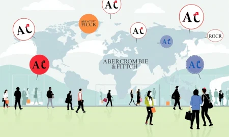 A world map illustrating Abercrombie & Fitch's ambitious global expansion strategy, highlighting new market entries and enhanced international presence.