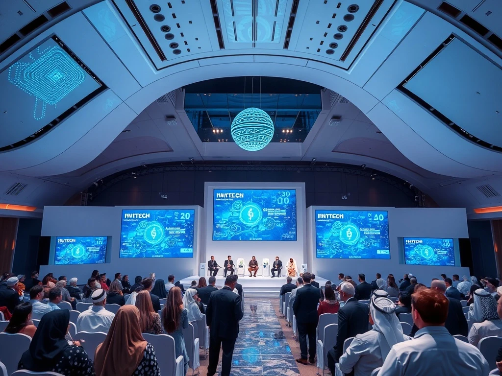 Global financial leaders at Abu Dhabi Fintech Revolution Summit discussing digital transformation and blockchain innovation