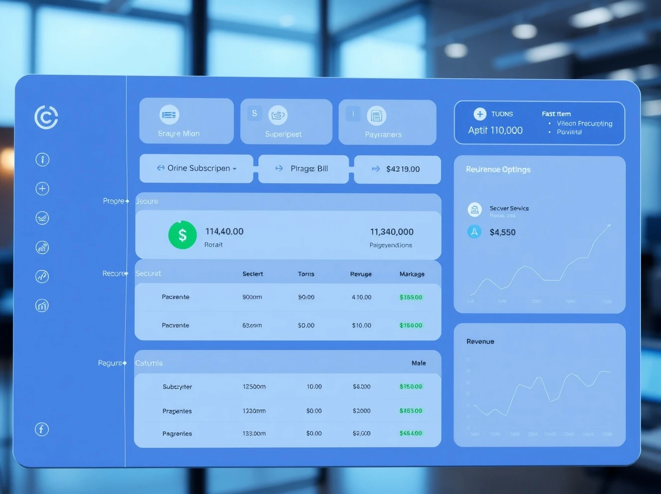 Business professional managing subscription payments dashboard for recurring revenue growth