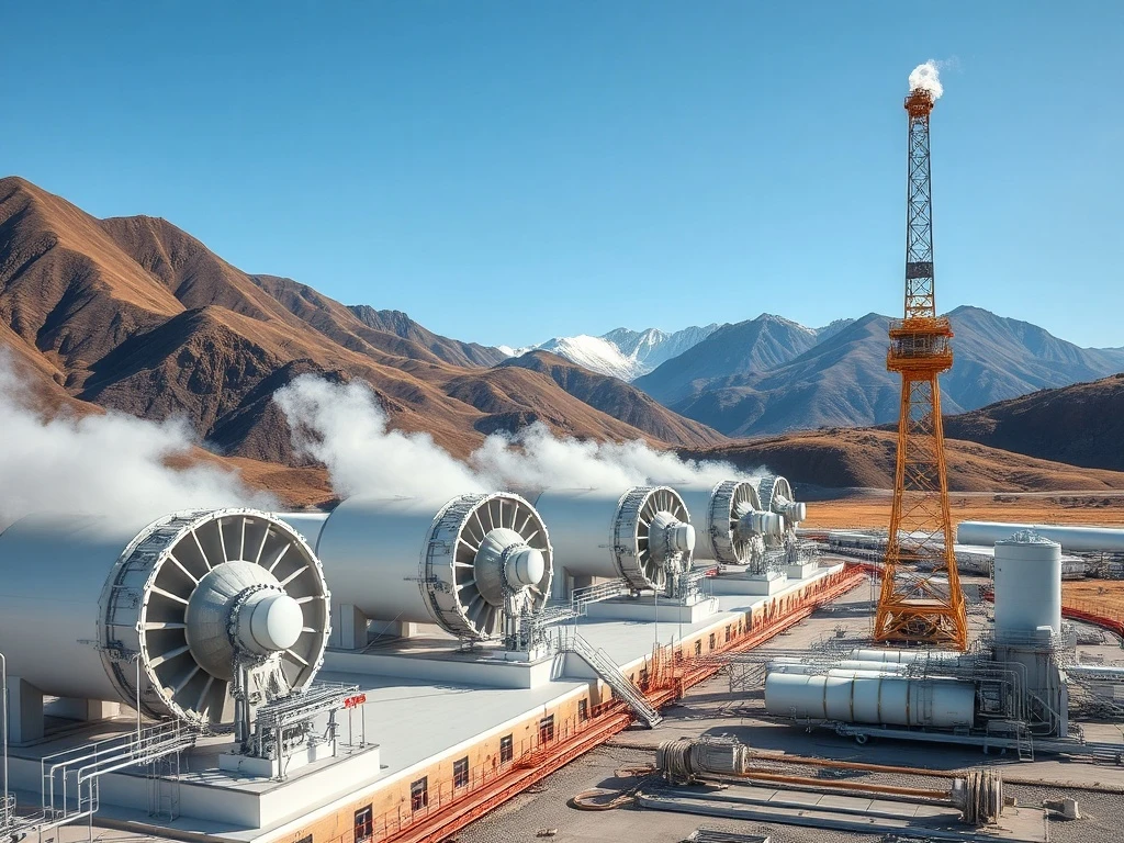 Advanced geothermal power plant generating clean renewable energy through steam turbines
