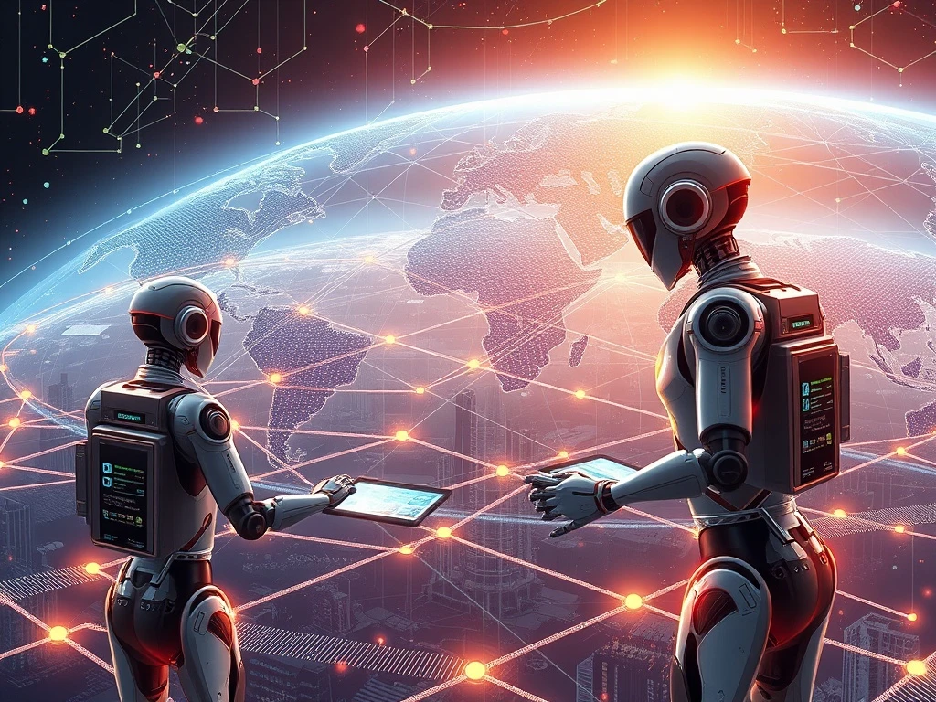 AI agents processing stablecoin transactions across global financial networks with digital efficiency