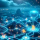 AI crypto infrastructure integration showing neural networks securing blockchain compliance systems