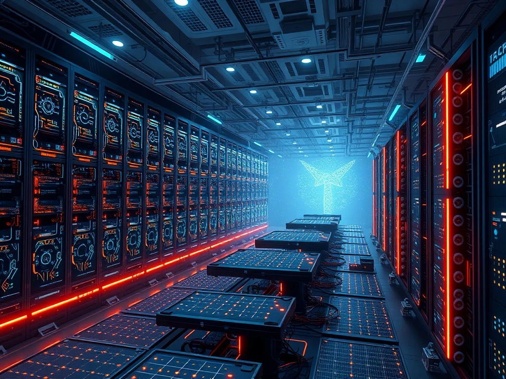 AI crypto mining facility integrating renewable energy solutions for sustainable blockchain operations