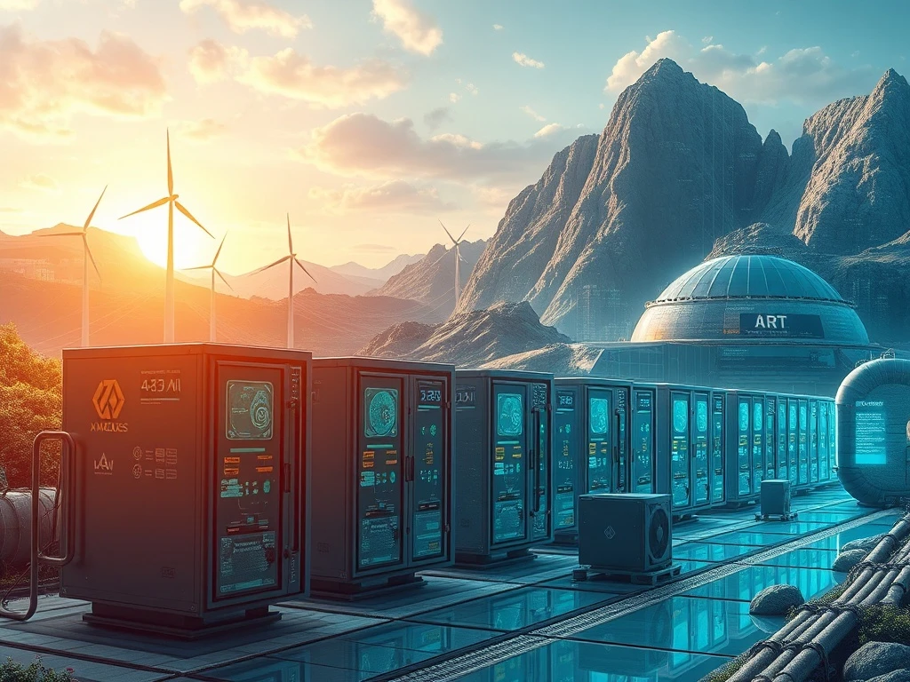 AI-driven cloud mining operations optimizing cryptocurrency passive income with renewable energy integration