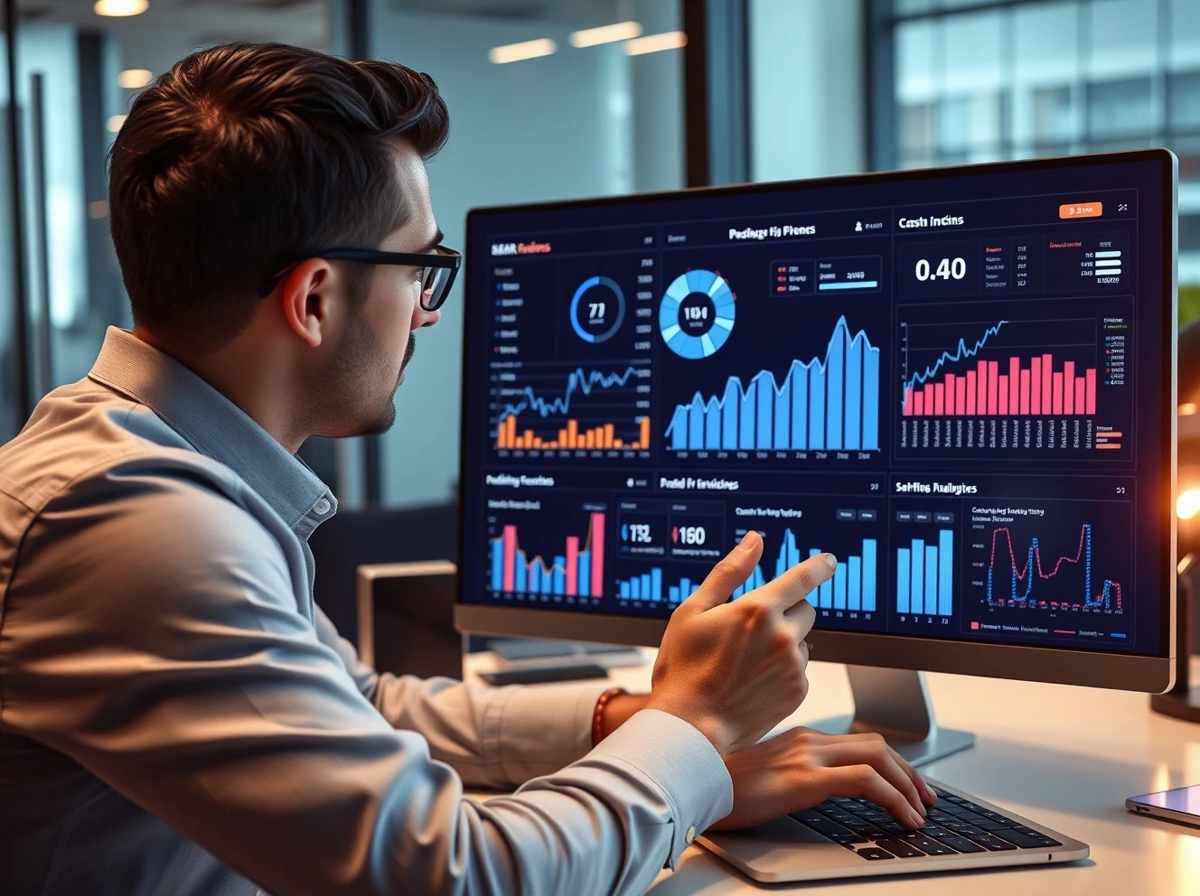 AI precision banking dashboard showing predictive financial analytics for small business decision making