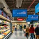 AI theft prevention system monitoring grocery store aisles for security and loss prevention