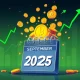 Visual representation of Altcoin Season 3.0 explosive growth pattern with cryptocurrency coins surging upward from calendar