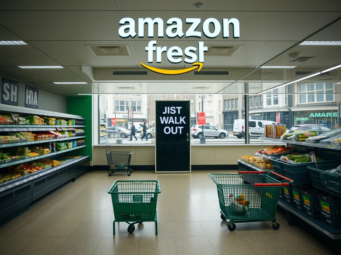 Amazon Fresh UK stores closure with empty shelves and Just Walk Out technology